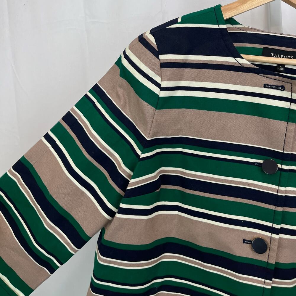 Nwt Talbots Striped Button Up Jacket - Size 12 - image 6